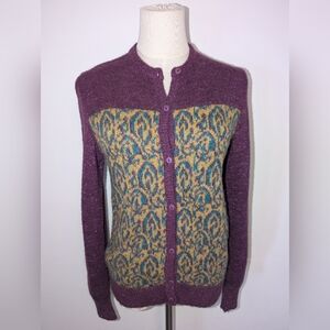 Vintage Purple and Blue Patterned Metallic Cardigan